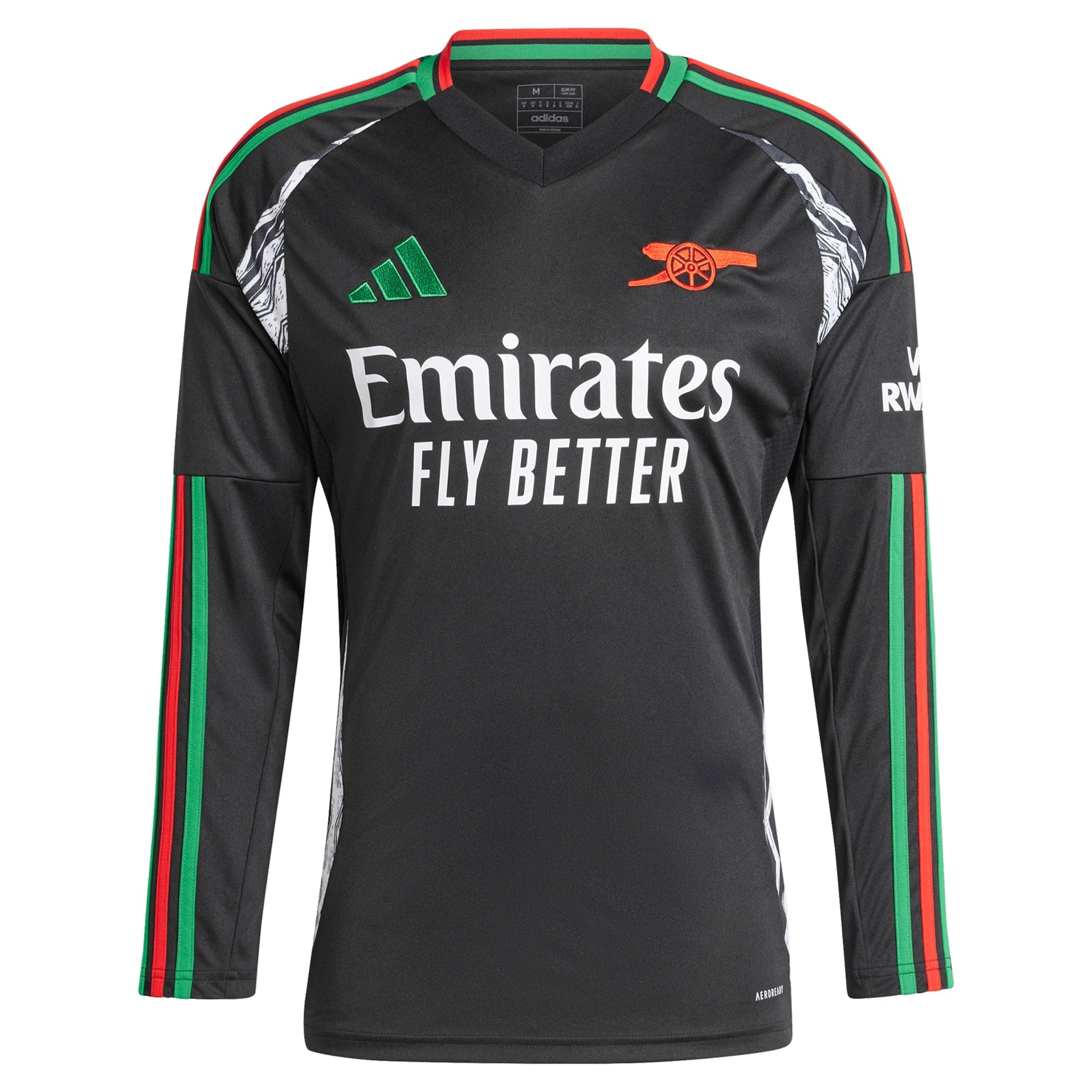 Arsenal adidas 2024/25 Away Long Sleeve Custom Authentic T-shirt - Black