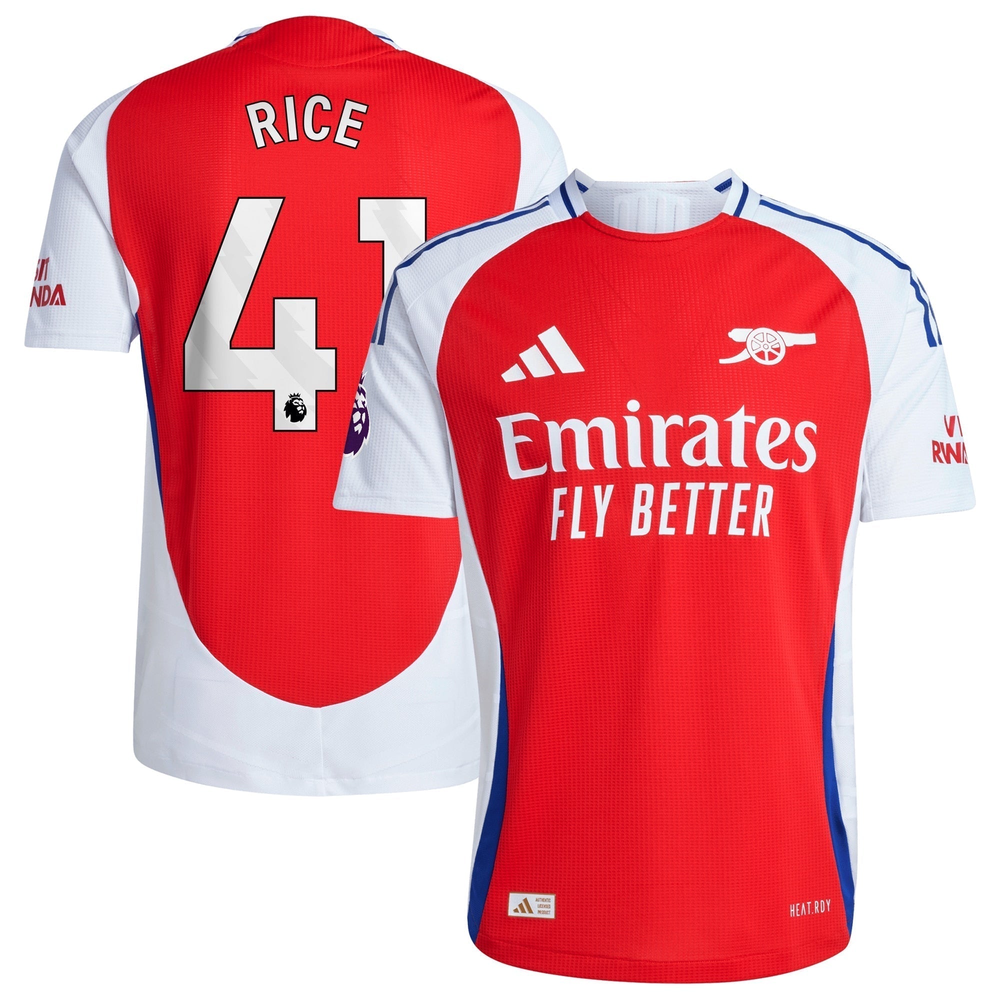 Declan Rice Arsenal adidas 2024/25 Home Player Authentic T-shirt – Red