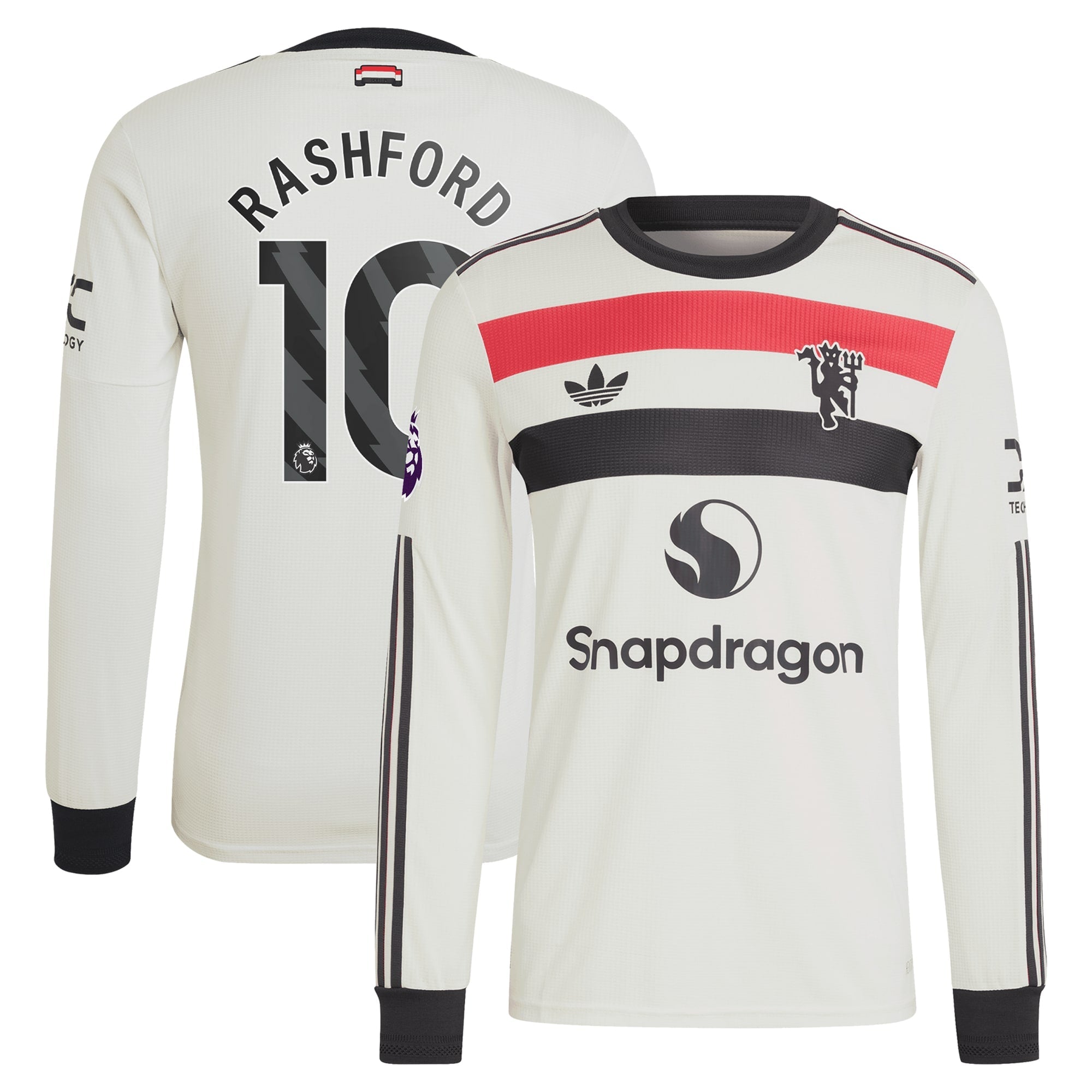 Marcus Rashford Manchester United adidas Originals 2024/25 Third Long Sleeve Authentic T-shirt - Cream