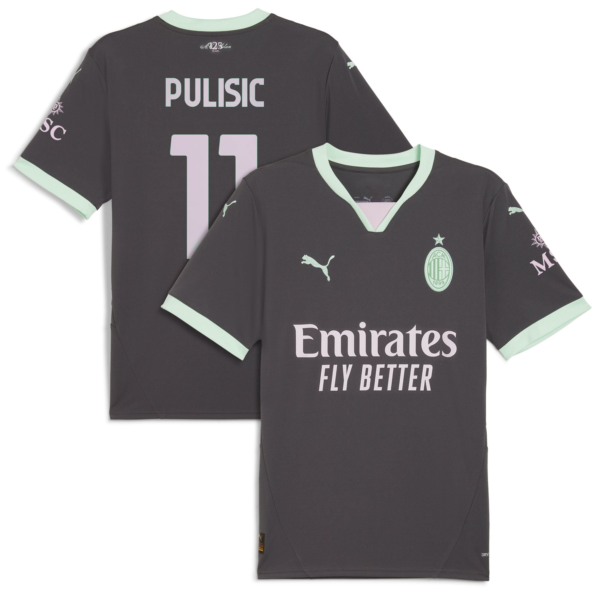 Christian Pulisic AC Milan Puma 2024/25 Third Player Authentic T-shirt - Charcoal