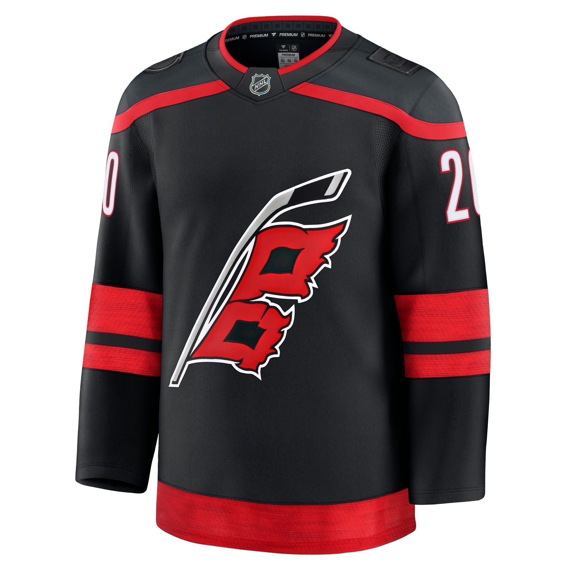 Sebastian Aho Carolina Hurricanes Fanatics Premium Home Jersey – Black "Warning Flag" Edition