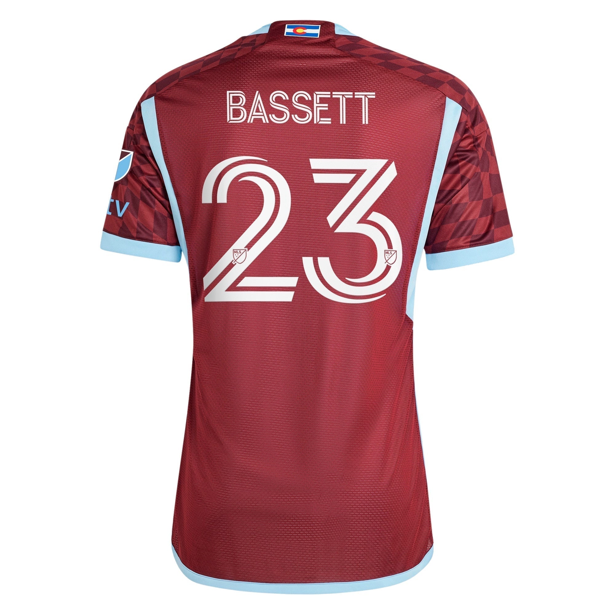 Cole Bassett Colorado Rapids adidas 2024 One Flag Kit Player Authentic T-shirt - Burgundy