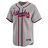 Atlanta Braves Nike Away Limited Custom Authentic T-shirt - Gray